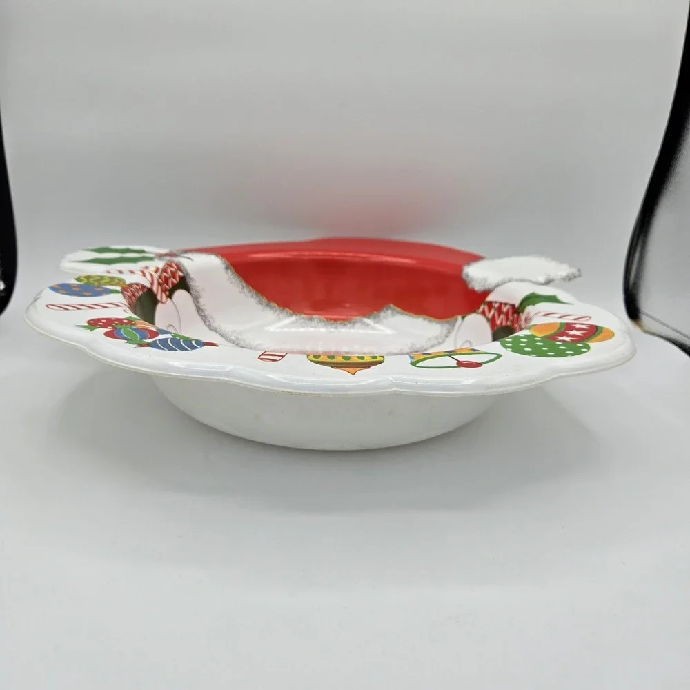 Ullaman Vintage Santa Serving Bowl Platter Made In The USA Christmas Holiday‎